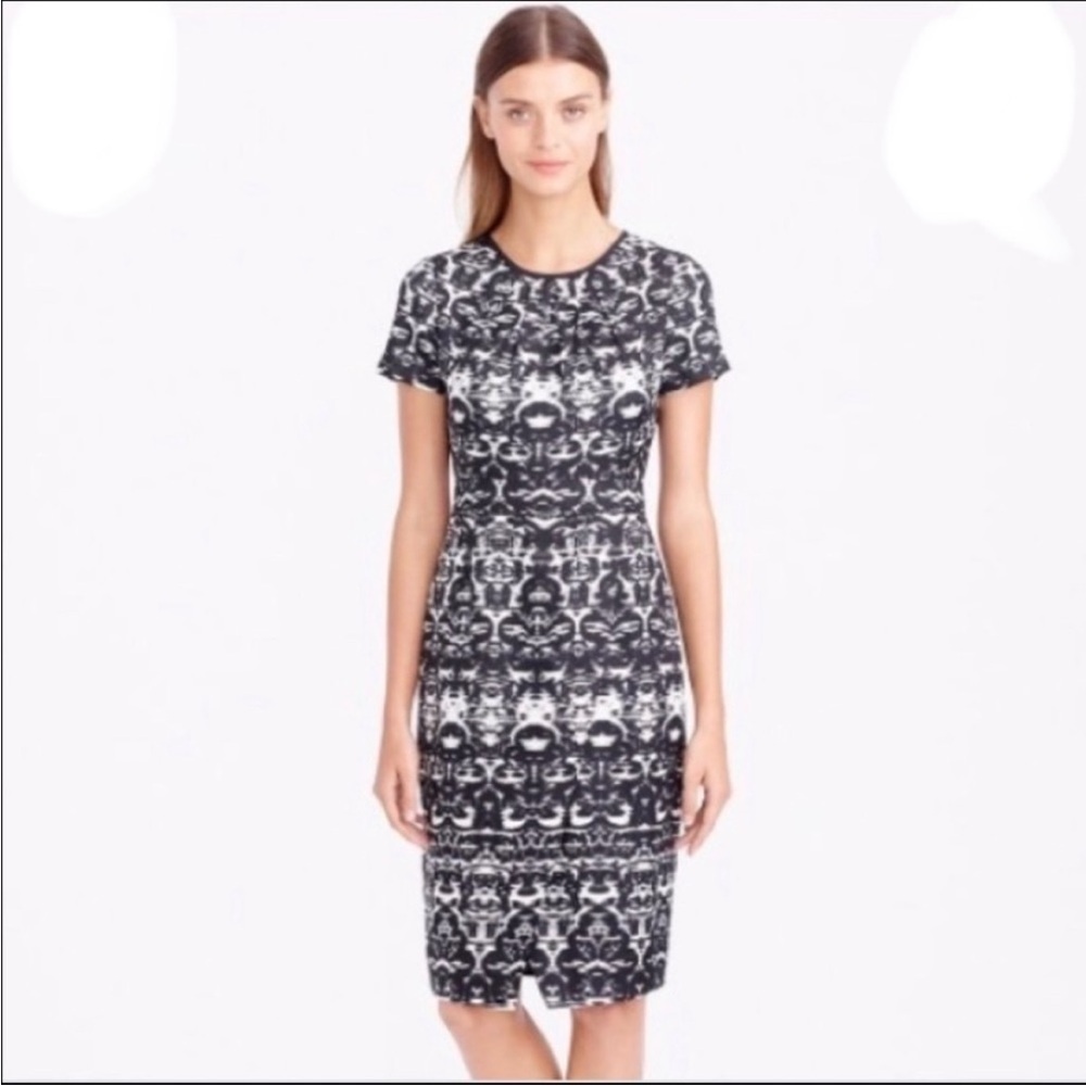 J. Crew Ikat front wrap sheath dress black white size 6